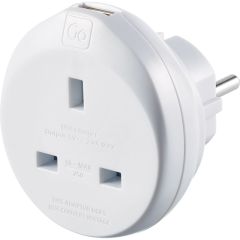 Go Travel UK to EU Adaptor + USB