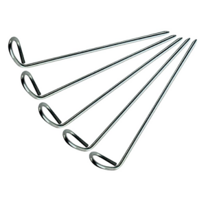 image showing groundsheet pegs, stainless steel with curved bottom hook. 