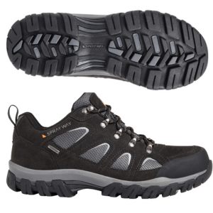 black and grey hiking boots